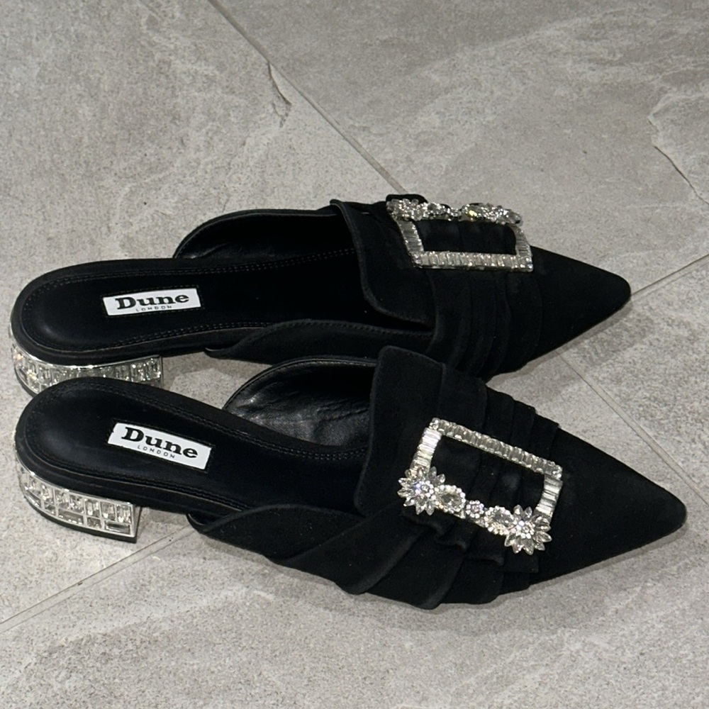 Dune London Black Embellished Mules